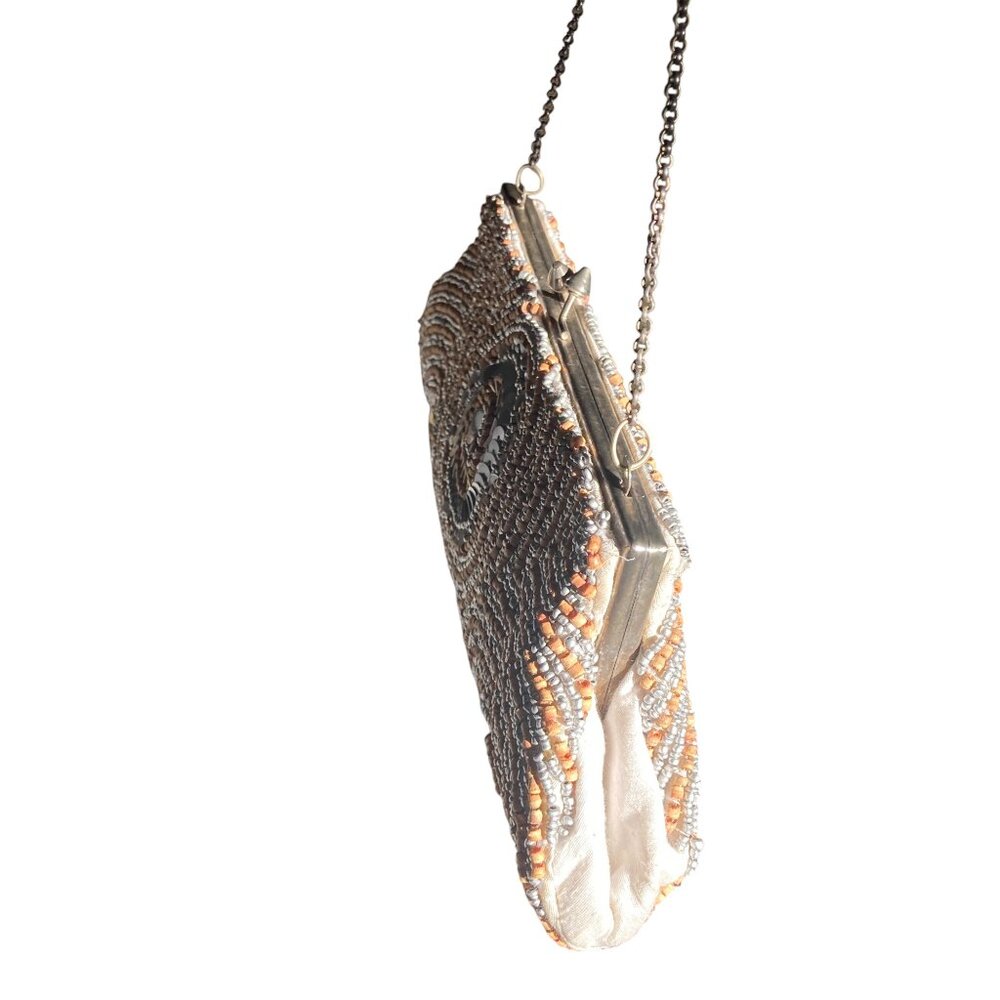 White House Black Market Vintage Wood Beaded Evening Bag + Silver Sequins. OS - Picture 6 of 7